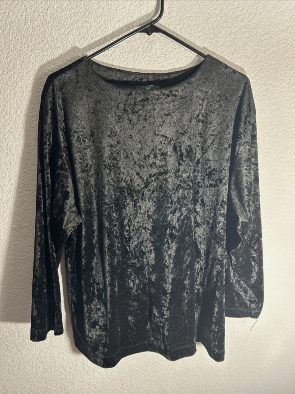 Vintage Fritzi Of California Black Velour Long Sleeve Shirt Women Medium